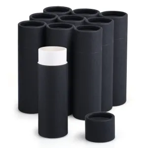 Furnido 10 Pcs 1 oz Paperboard Lip Balm Tubes,Push-Up Style,Empty Kraft Paper Tube,Biodegradable Round Solid Perfume Lotion Lip Gloss Container Chapstick DIY Homemade Beeswax Balm Holder - Black