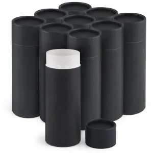 Furnido 10 Pcs 2 oz Cardboard Deodorant Containers,Push-Up Style,Top-Fill,Empty Kraft Paperboard Tubes Lip Balm Containers,Compostable Round Body Lotion Sticks Tube DIY Homemade Lip Balm Holder,Black