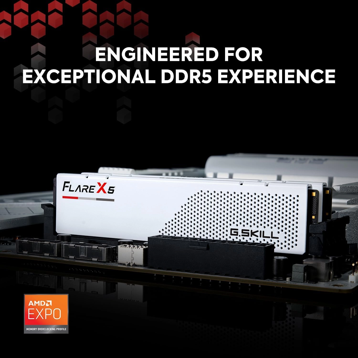 G.SKILL Flare X5 Series (AMD Expo) DDR5 RAM 64GB (2X 32GB) 6000MT/s CL28-36-36-96 1.40V Desktop Computer Memory U-DIMM - Matte White (F5-6000J2836G32GX2-FX5W)