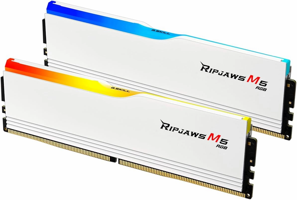 G.SKILL Ripjaws M5 RGB Series (Intel XMP 3.0) DDR5 RAM 64GB (2x32GB) 5200MT/s CL40-40-40-83 1.10V Desktop Computer Memory UDIMM - Matte White (F5-5200J4040A32GX2-RM5RW)