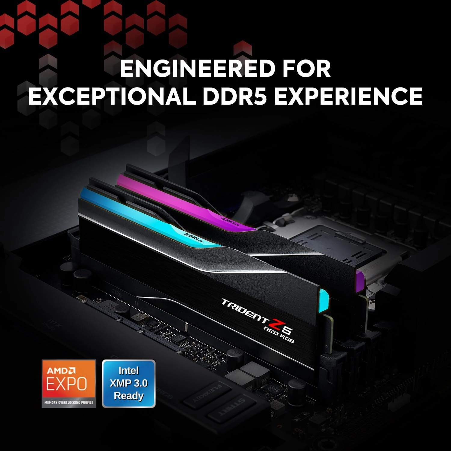 G.SKILL Trident Z5 Neo RGB Series (AMD Expo & Intel XMP 3.0) DDR5 RAM 64GB (2X 32GB) 6000MT/s CL36-36-36-96 1.35V Desktop Computer Memory U-DIMM - Matte Black (F5-6000J3636F32GX2-TZ5NR)