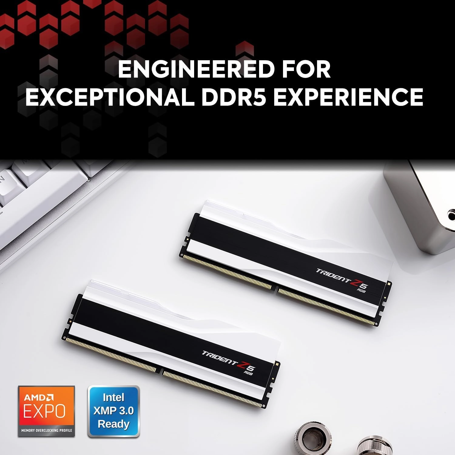 G.SKILL Trident Z5 RGB Series (Intel XMP 3.0 & AMD Expo) DDR5 RAM 32GB (2x16GB) 6000MT/s CL36-36-36-96 1.35V Desktop Computer Memory UDIMM - Matte White (F5-6000J3636F16GX2-TZ5RW)
