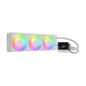 GAMDIAS CHIONE E4 360mm AIO CPU Water Cooler, Real-time Digital Display Patented PWM Pump, Hidden Cable Design, ARGB PWM Fan w/MB Sync, Intel LGA 1700/1200, AMD AM5/AM4, White