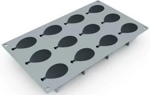 GG052 Balloon Silicone Baking Mold Freezing Mould with 12 Cavities, each 2.60 Inch x 1.69 Inch x 1.34 Inch High