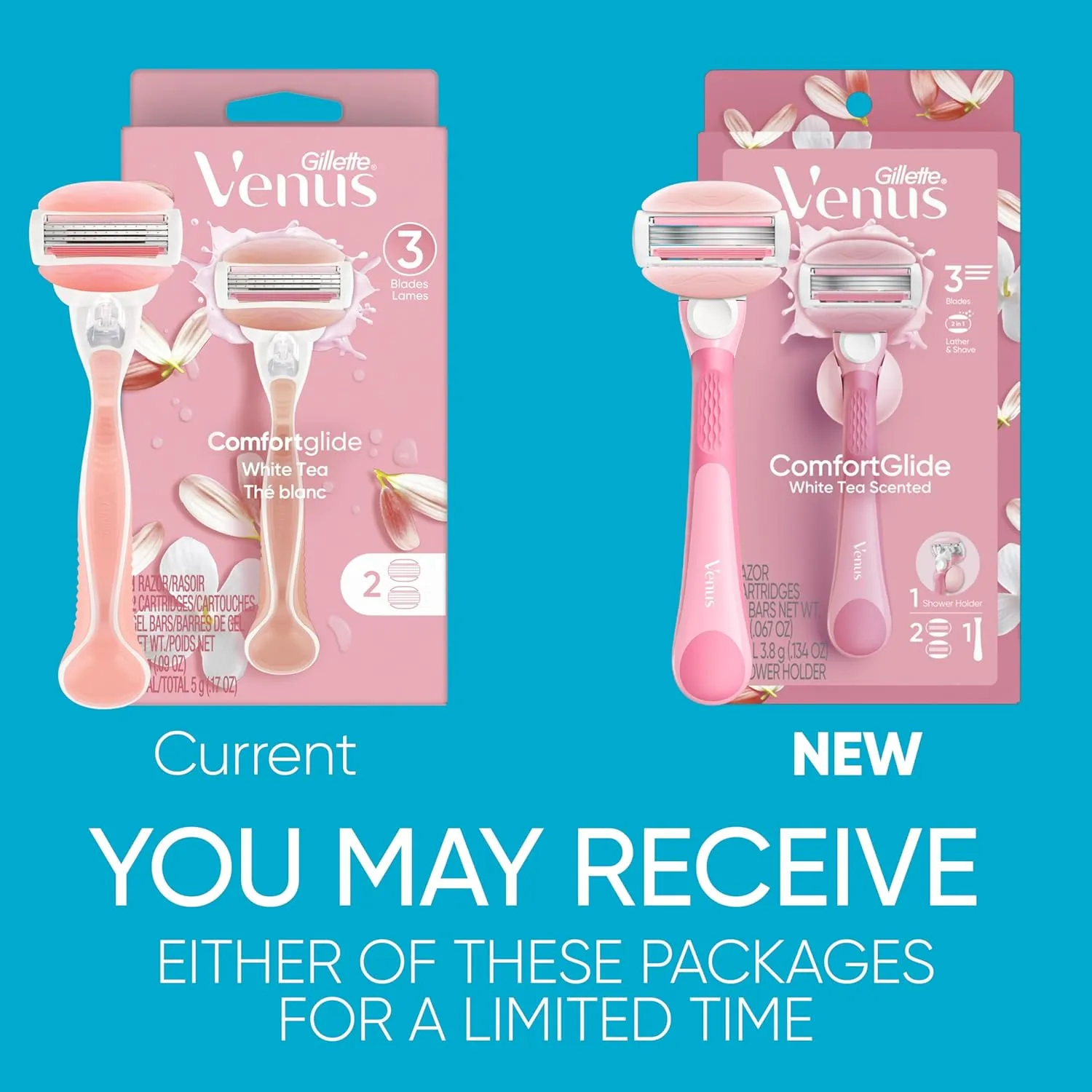 Gillette Venus ComfortGlide White Tea Women's Razor - 1 Handle   2 Refills