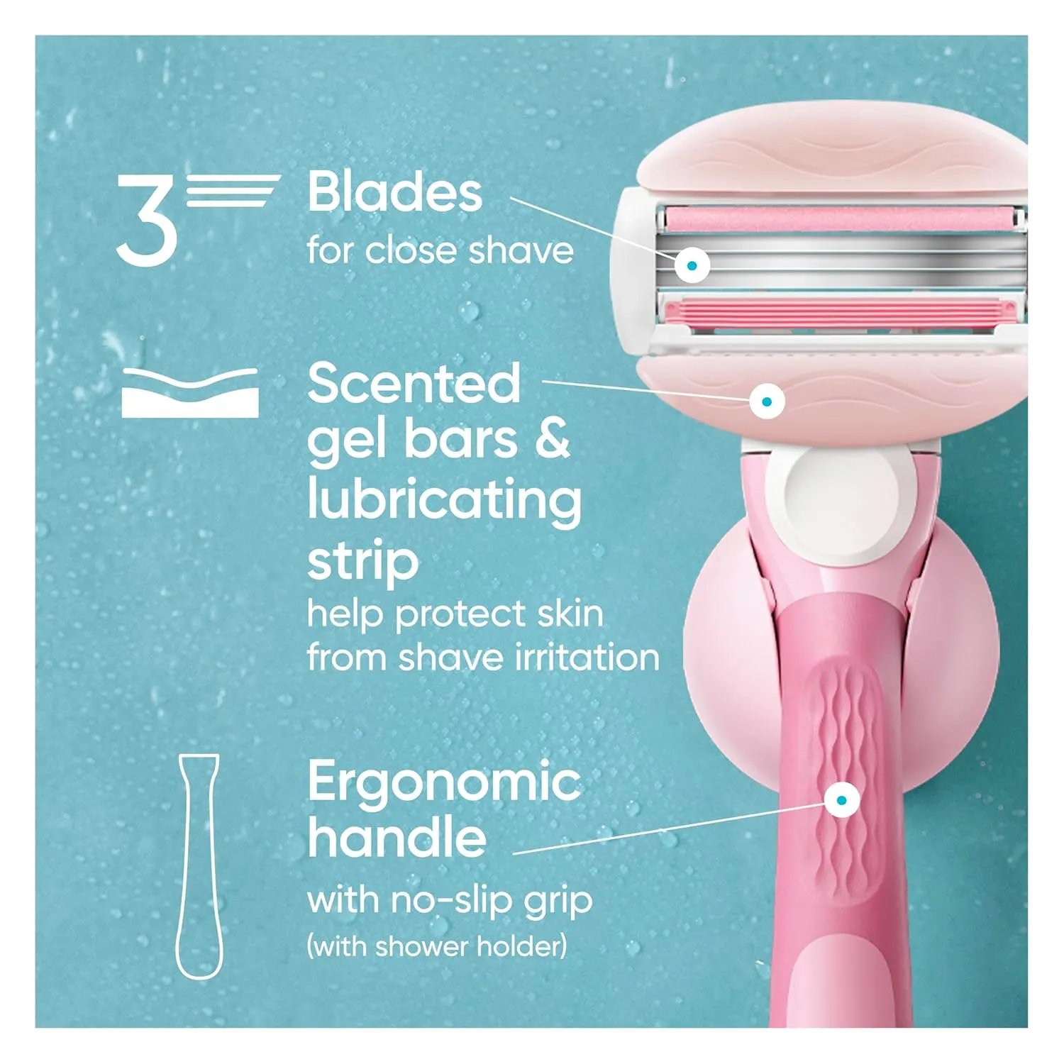 Gillette Venus ComfortGlide White Tea Women's Razor - 1 Handle   2 Refills
