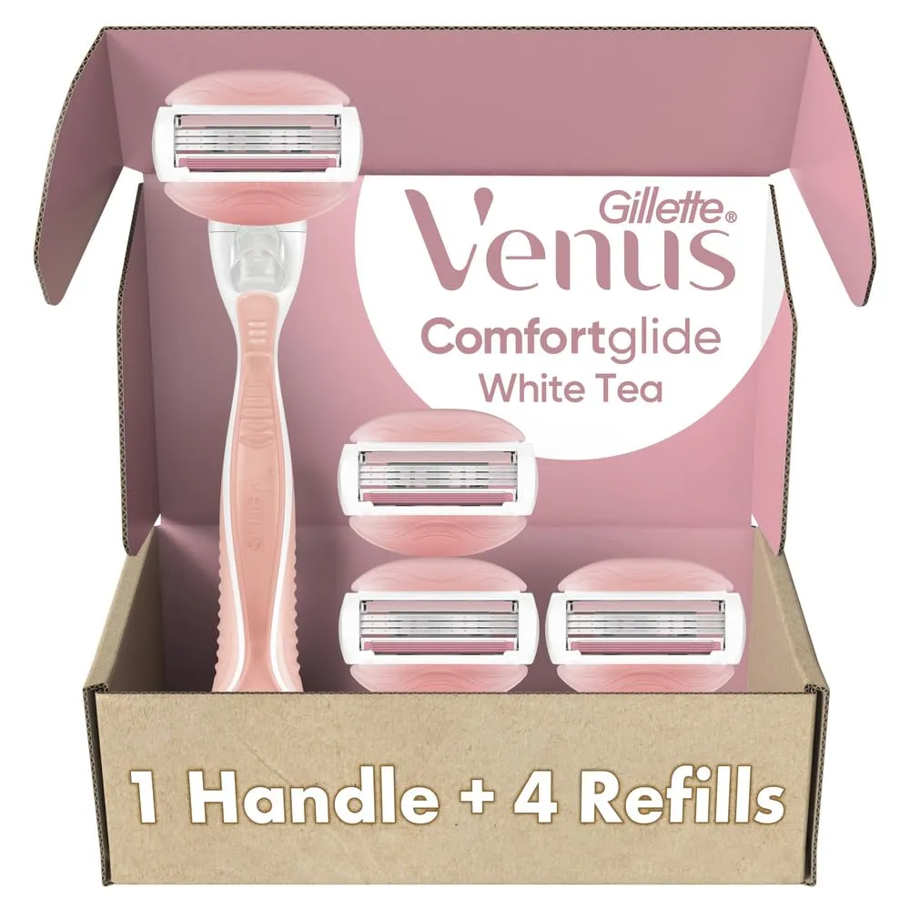 Gillette Venus ComfortGlide White Tea Women's Razor, Handle   4 Blade Refills