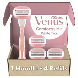 Gillette Venus ComfortGlide White Tea Women's Razor, Handle   4 Blade Refills