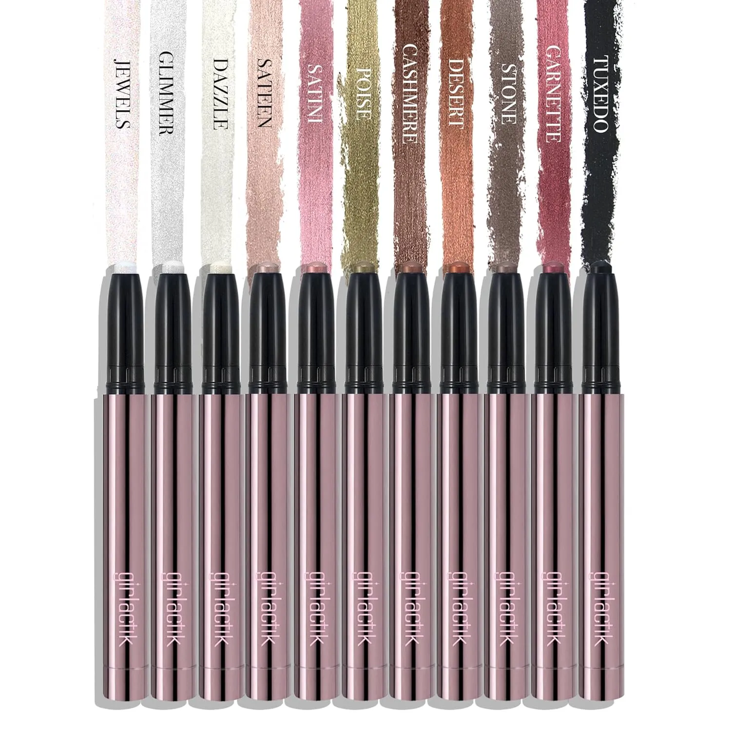 Girlactik Creamy Eyeshadow Stick- Long Lasting and Water-Resistant, Shimmering and Matte Colors Eye Shadow Stick Makeup, Built-in sharpener - 2 g / .07 oz (Cashmere)