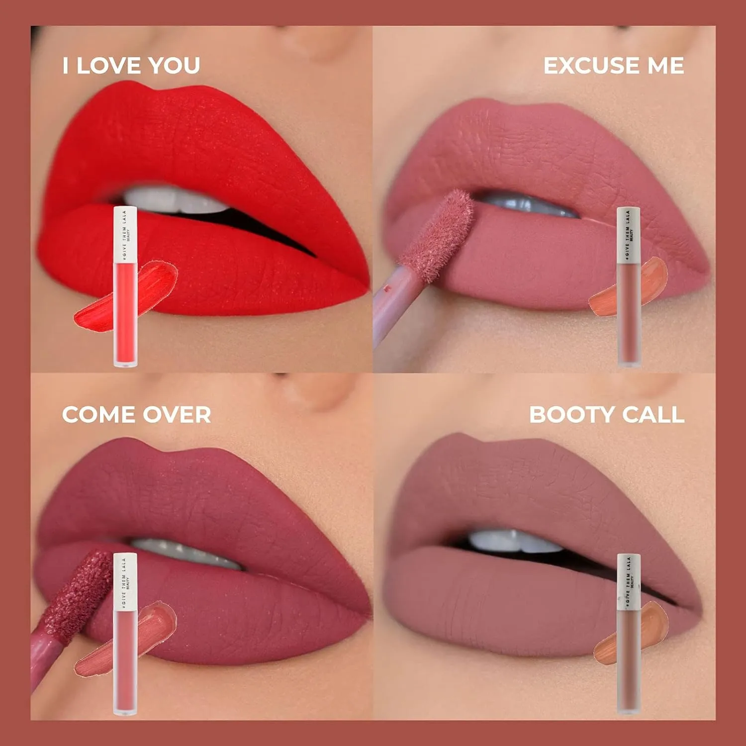 GIVE THEM LALA Matte Lipstick - Hydromatte Liquid Lipstick For Women - Satin Soft, Non-Drying Finish - Lightweight and Long Lasting Lipstick - Cruelty Free Lip Makeup (Come Over)