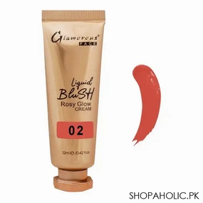 Glamorous Face Liquid Blush Rosy Glow Cream, 02 GF8058, 12ml