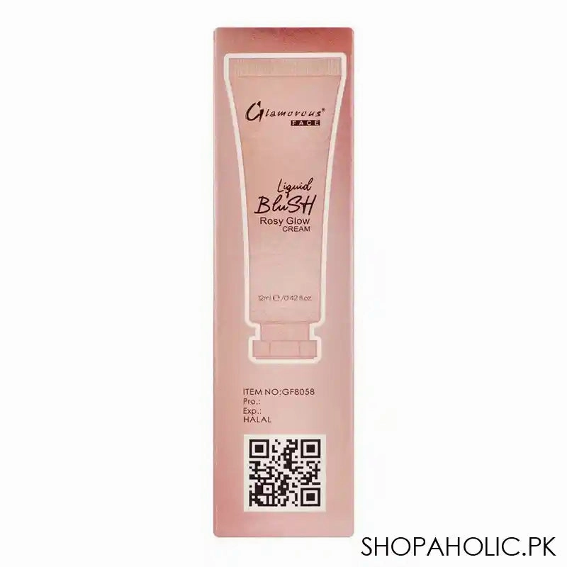 Glamorous Face Liquid Blush Rosy Glow Cream, 02 GF8058, 12ml