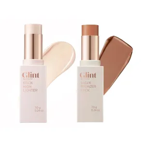 Glint Stick Highlighter (Dewy Moon, 0.24oz) & Sheer Bronzer Stick (Smoked, 0.24oz)