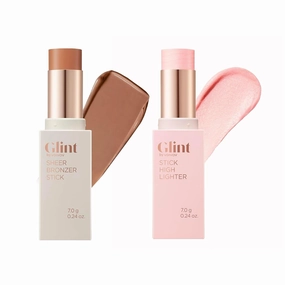 Glint Stick Highlighter (Rosy Moon, 0.24oz) & Sheer Bronzer Stick (Caramel, 0.24oz)