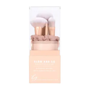 Glow and Go Brush Collection, 7-Piece Face Brush Set & Round Bush Container with Drawstring Closure