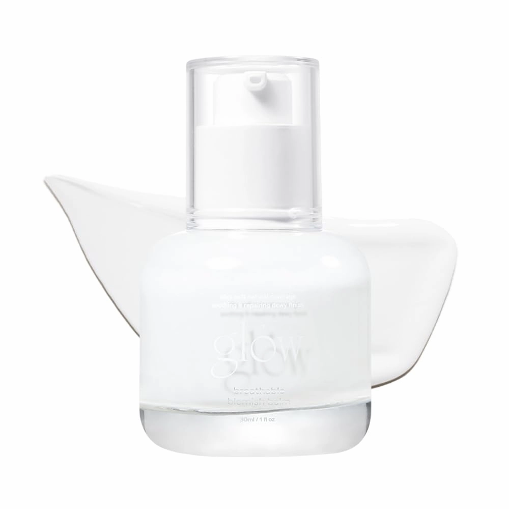 glow breathable blemish balm #white : lightweight & hydrating, skincare-like, medium-coverage bb cream infused with green tea water, 1 fl oz