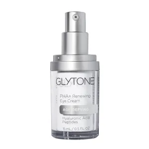 Glytone Age-Defying PHA  Renewing Eye Cream for Wrinkles| Anti aging Under Eye Cream with Hyaluronic Acid Peptides| Targets Puffiness, Bags, Wrinkles & Dark Circles| Brightening Moisturizer| 0.5 Fl oz