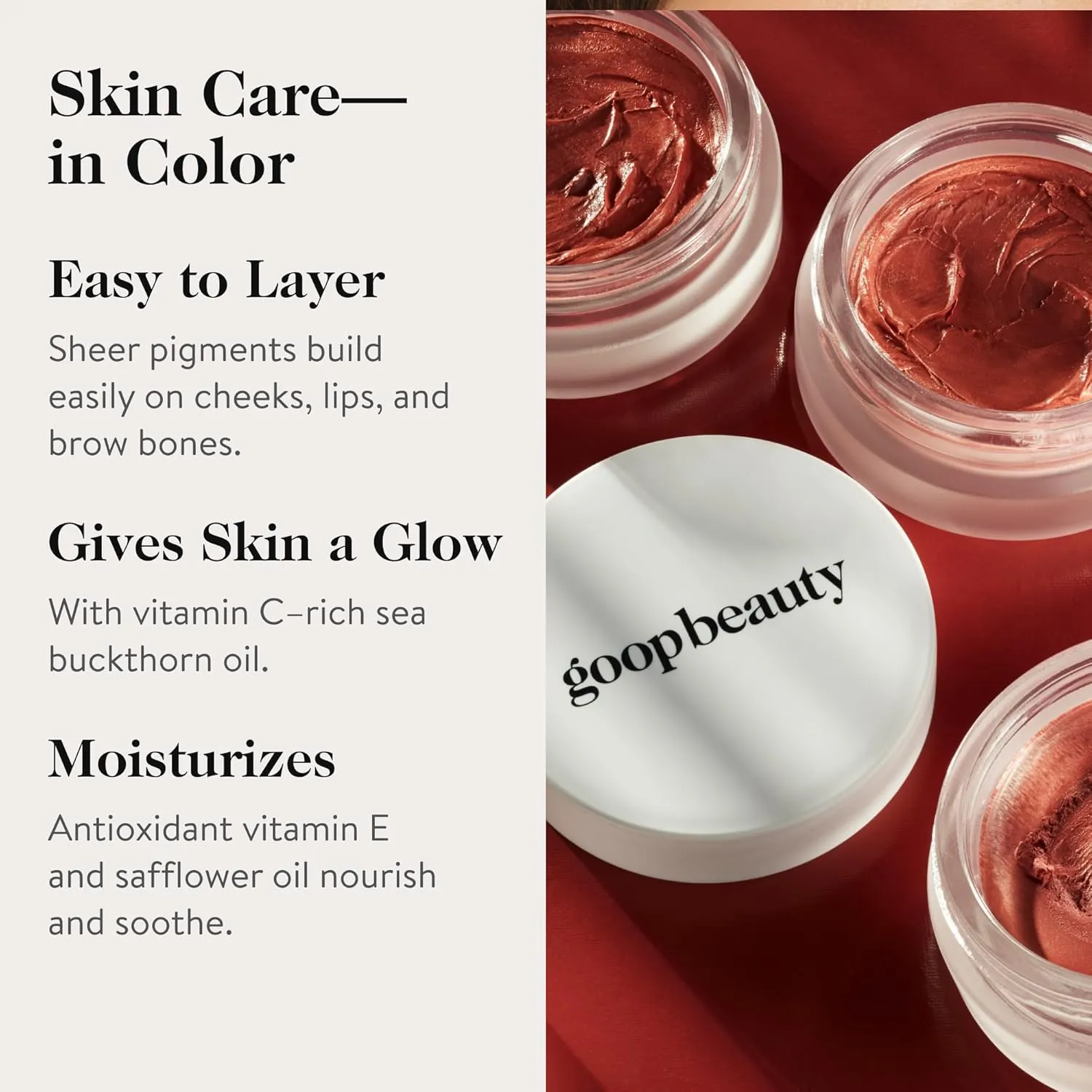 goop Beauty Cream Blush | Sheer Pop of Color for Lips & Cheeks | Vitamin C, Vitamin E & Safflower Oil | Natural Makeup for Glowing Skin | 0.5 oz | Venus - Translucent Fushsia