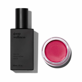 goop Beauty Cream Blush and Massage Oil Bundle | 0.5 oz Fuchsia Cream Blush for a Sheer Pop of Color on Lips & Cheeks | 2 fl oz of Mess Free Oil for a Couples Massage or Self Care | Gift Set