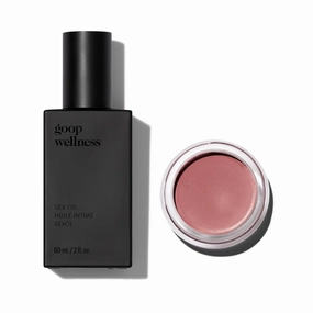 goop Beauty Cream Blush and Massage Oil Bundle | 0.5 oz Sheer Mauve Cream Blush for a Sheer Pop of Color on Lips & Cheeks | 2 fl oz of Mess Free Oil for a Couples Massage or Self Care | Gift Set