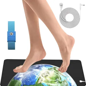 Grounding Mat Kit Earthing Pad Universal (26.7 X 10.2") with Grounding Wristband & 16.4ft Straight Cord for Healthy Grounding Energy Reduce Inflammation Improve Sleep to Helps with Anxiety