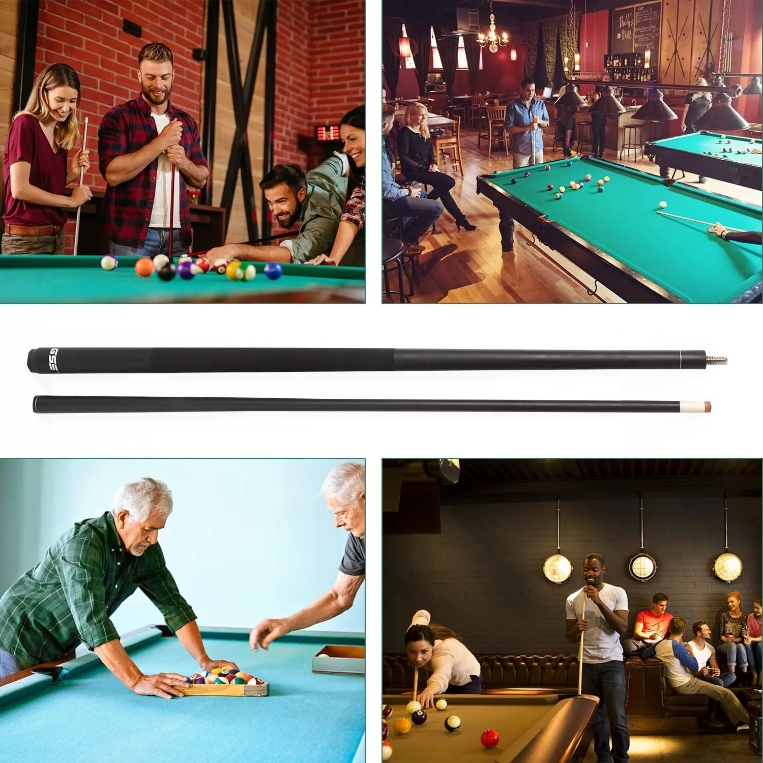 GSE Games & Sports Expert 58" 2-Piece Fiberglass Graphite Composite Billiard Pool Cue Sticks (Several Colors Available, Weight from 18oz, 19oz, 20oz, 21oz)