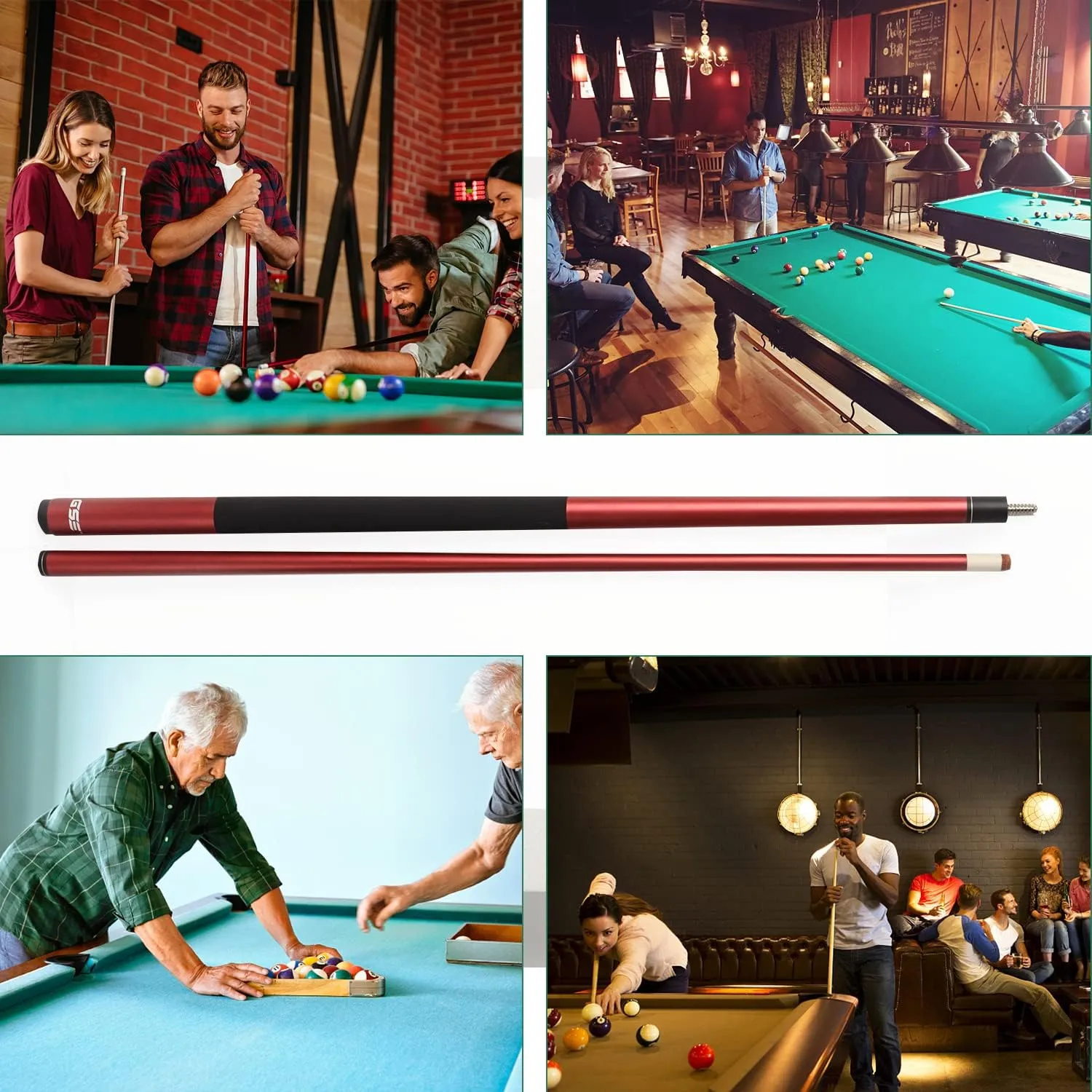 GSE Games & Sports Expert 58" 2-Piece Fiberglass Graphite Composite Billiard Pool Cue Sticks (Several Colors Available, Weight from 18oz, 19oz, 20oz, 21oz)