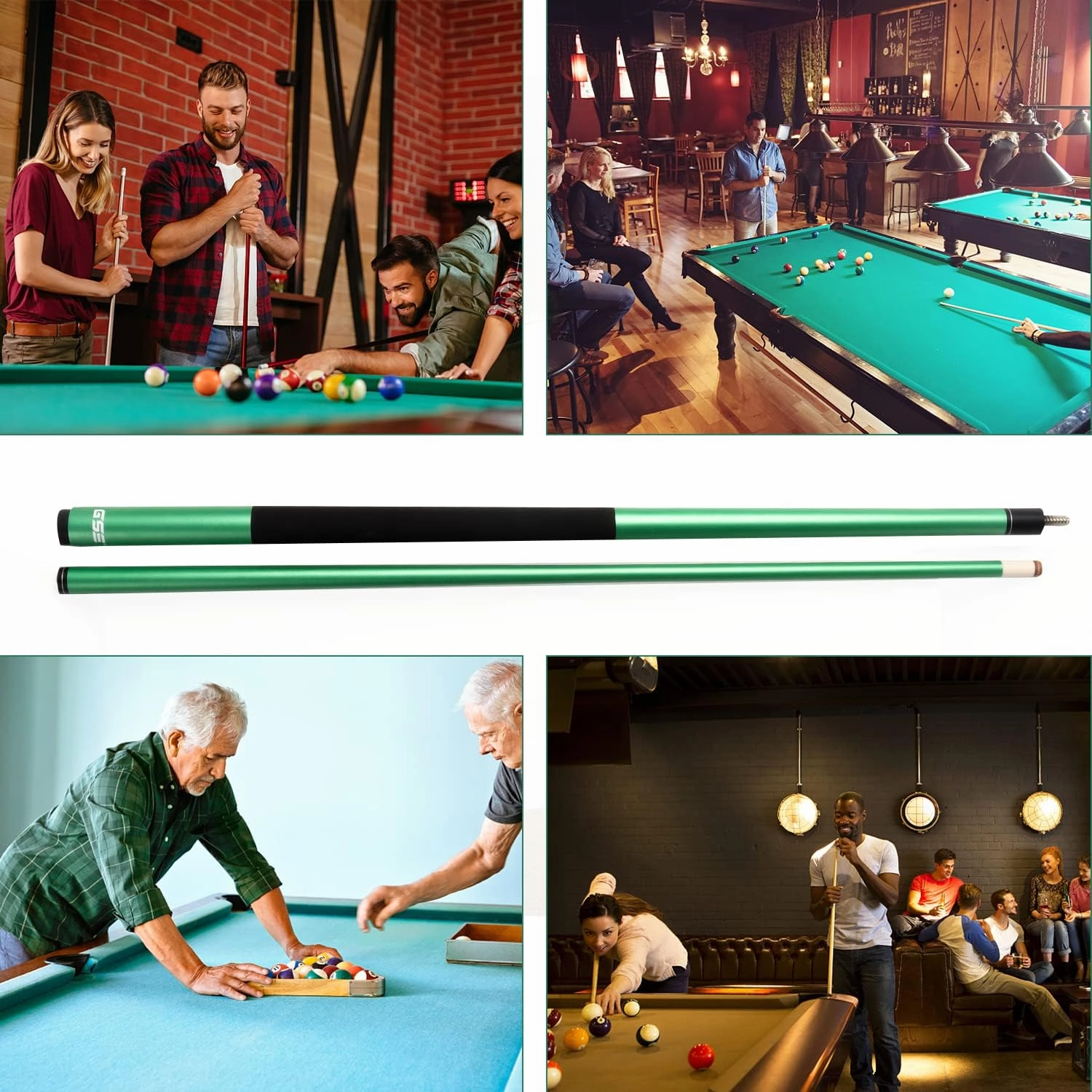 GSE Games & Sports Expert 58" 2-Piece Fiberglass Graphite Composite Billiard Pool Cue Sticks (Several Colors Available, Weight from 18oz, 19oz, 20oz, 21oz)