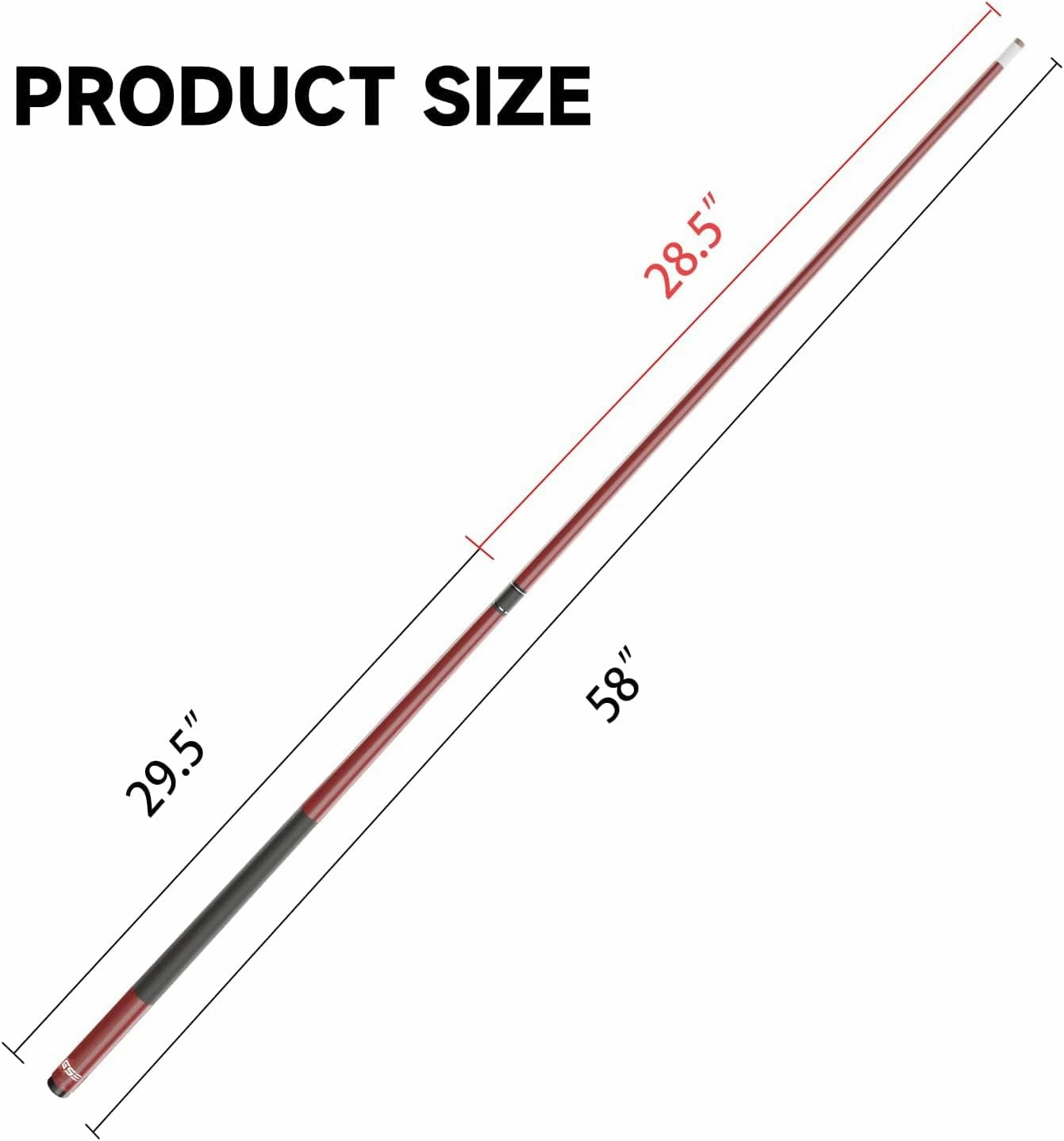 GSE Games & Sports Expert 58" 2-Piece Fiberglass Graphite Composite Billiard Pool Cue Sticks (Several Colors Available, Weight from 18oz, 19oz, 20oz, 21oz)