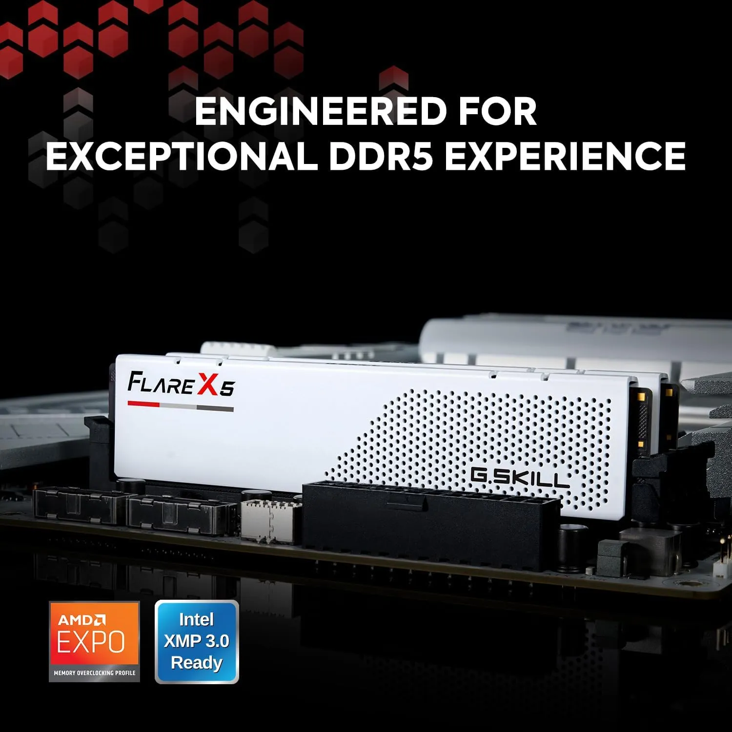 G.SKILL Flare X5 Series (AMD Expo & Intel XMP 3.0) DDR5 RAM 64GB (2X 32GB) 6000MT/s CL36-36-36-96 1.35V Desktop Computer Memory U-DIMM - Matte White (F5-6000J3636F32GX2-FX5W)