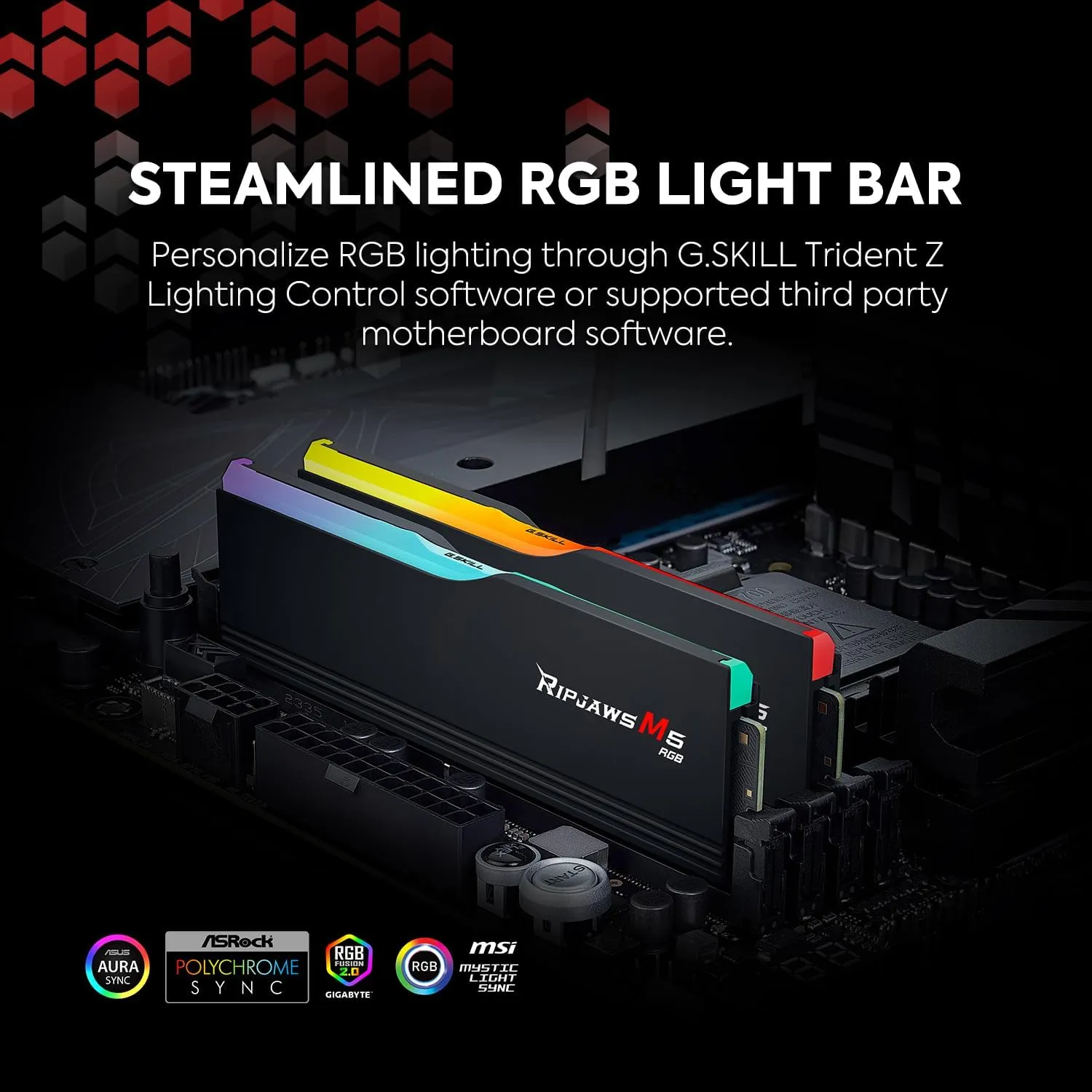G.SKILL Ripjaws M5 RGB Series DDR5 RAM 32GB (2x16GB) 5600MT/s CL46-45-45-89 1.10V Desktop Computer Memory UDIMM - Matte Black (F5-5600J4645A16GX2-RM5RK)