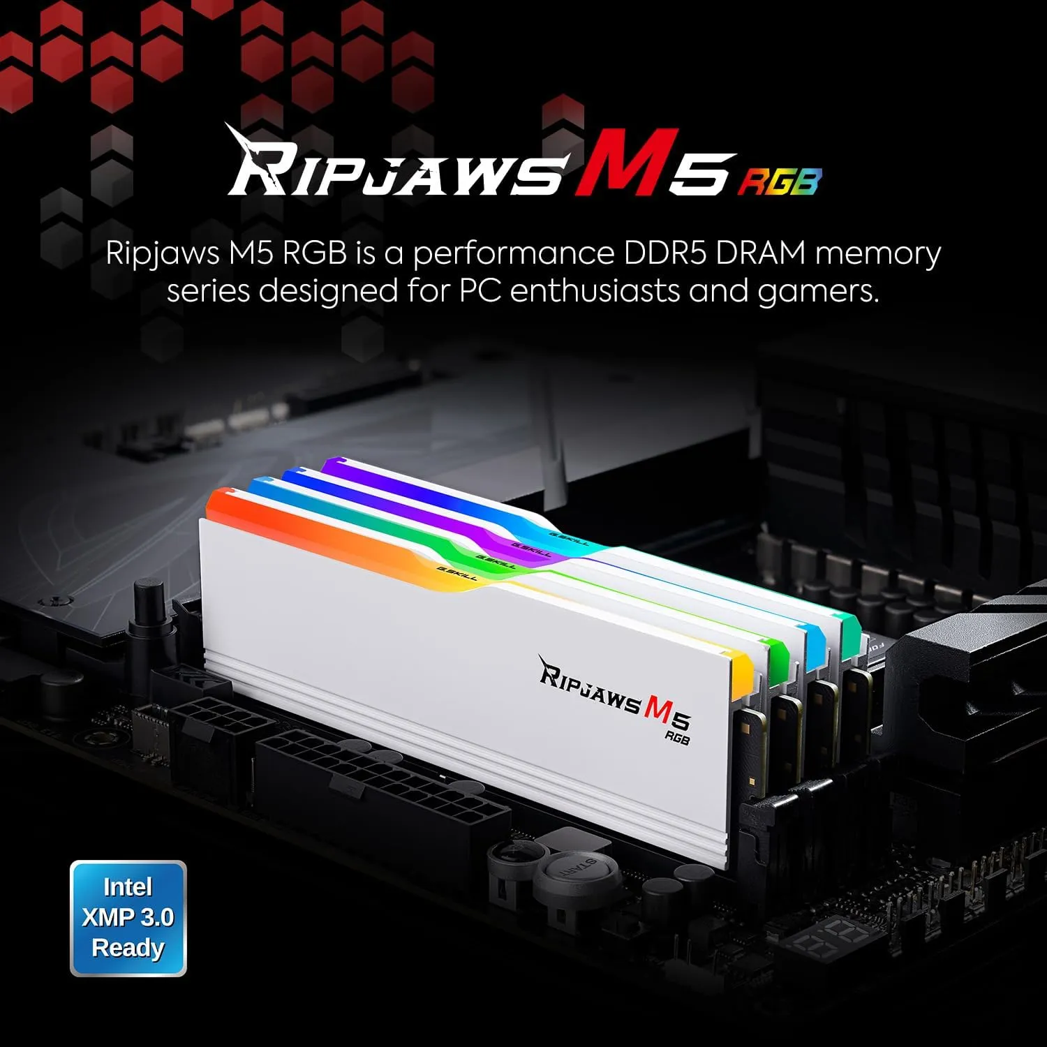 G.SKILL Ripjaws M5 RGB Series (Intel XMP 3.0) DDR5 RAM 32GB (2x16GB) 6000MT/s CL36-48-48-96 1.25V Desktop Computer Memory UDIMM - Matte Black (F5-6000J3648D16GX2-RM5RK)