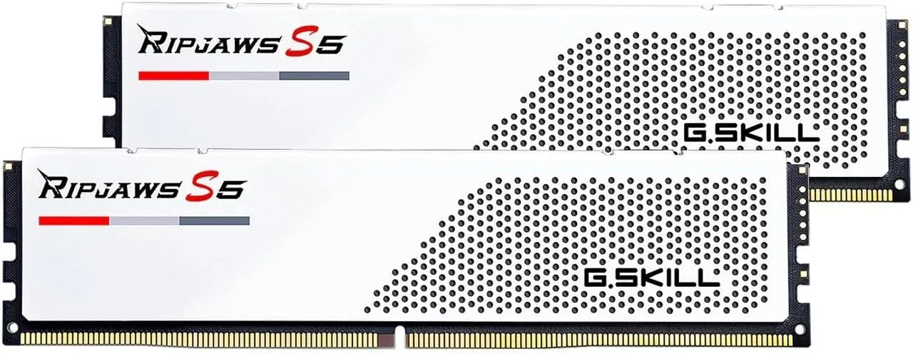 G.SKILL Ripjaws S5 Series (Intel XMP 3.0) DDR5 RAM 32GB (2x16GB) 6000MT/s CL32-38-38-96 1.35V Desktop Computer Memory UDIMM - Matte White (F5-6000J3238F16GA2-RS5W)