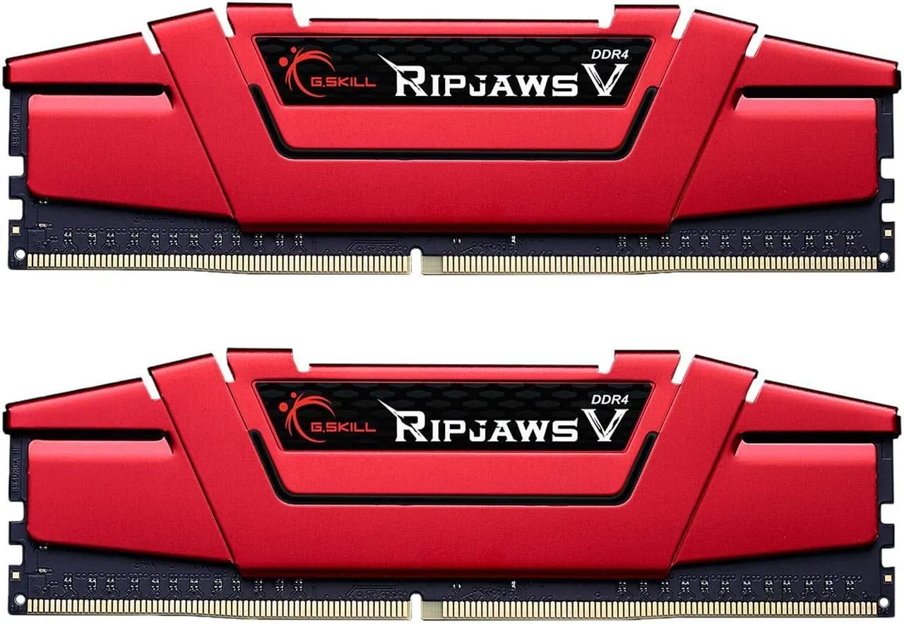 G.SKILL Ripjaws V Series DDR4 RAM 16GB (2x8GB) 2400MT/s CL17-17-17-39 1.20V Intel AMD Desktop Computer Memory UDIMM - Red (F4-2400C17D-16GVR)