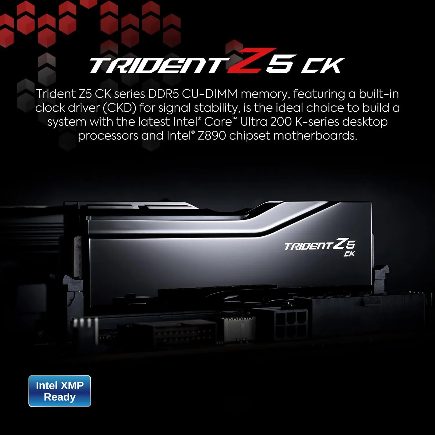 G.SKILL Trident Z5 CK Series (Intel XMP 3.0) DDR5 RAM 48GB (2x24GB) 8400MT/s CL40-52-52-134 1.40V Desktop Computer Memory CUDIMM - Mirror Black (F5-8400C4052G24GX2-TZ5CK)