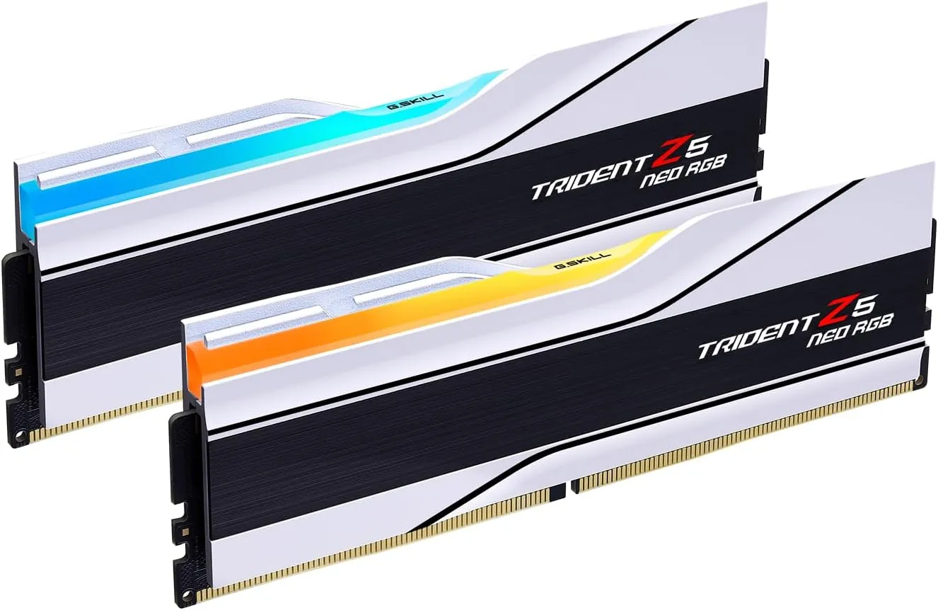 G.SKILL Trident Z5 Neo RGB Series (AMD Expo) DDR5 RAM 32GB (2X 16GB) 6000MT/s CL26-36-36-96 1.45V Desktop Computer Memory U-DIMM - White (F5-6000J2636H16GX2-TZ5NRW)