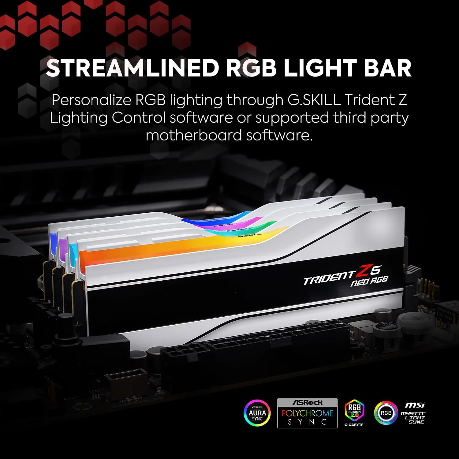 G.SKILL Trident Z5 Neo RGB Series (AMD Expo) DDR5 RAM 32GB (2X 16GB) 6000MT/s CL26-36-36-96 1.45V Desktop Computer Memory U-DIMM - White (F5-6000J2636H16GX2-TZ5NRW)