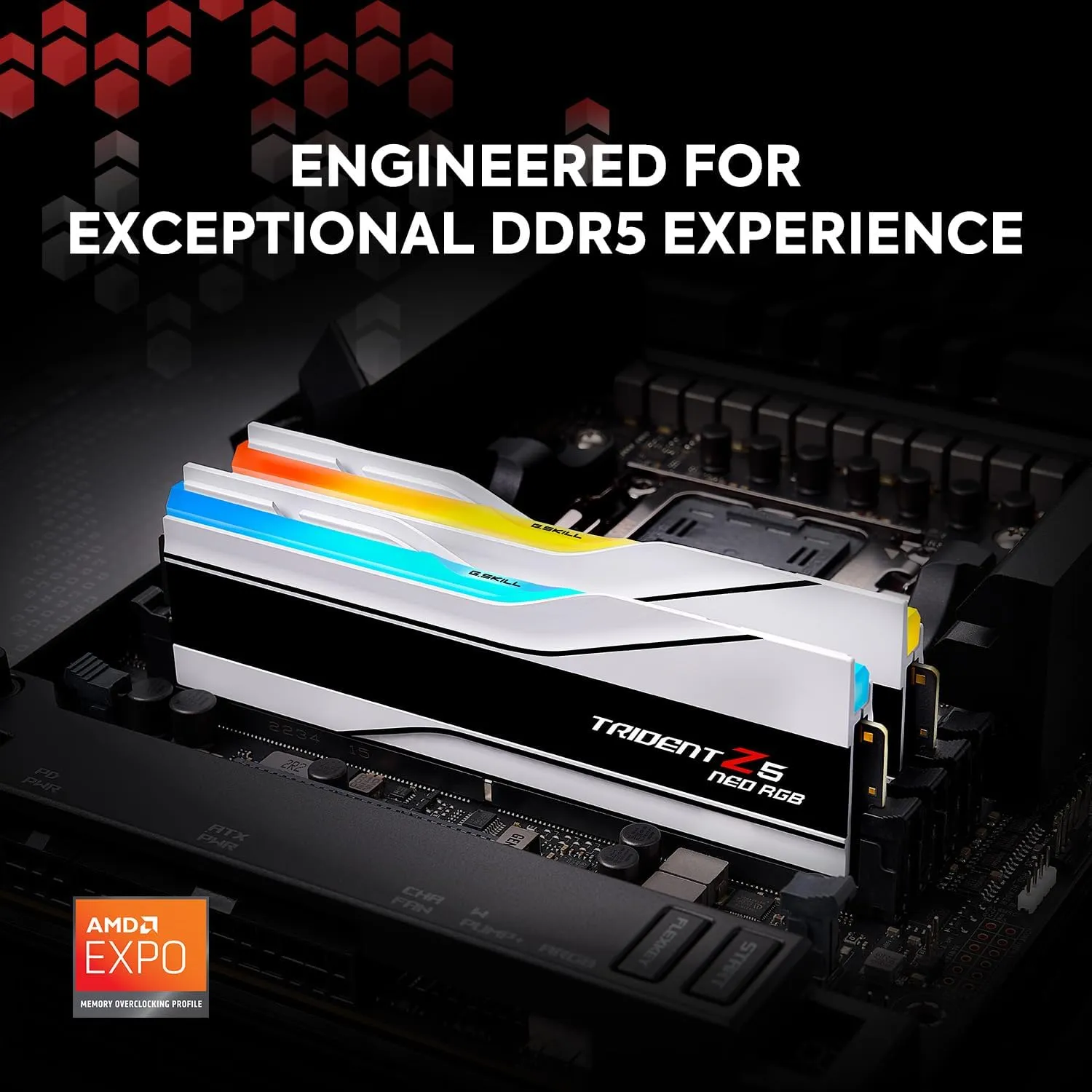 G.SKILL Trident Z5 Neo RGB Series (AMD Expo) DDR5 RAM 32GB (2X 16GB) 6000MT/s CL26-36-36-96 1.45V Desktop Computer Memory U-DIMM - White (F5-6000J2636H16GX2-TZ5NRW)