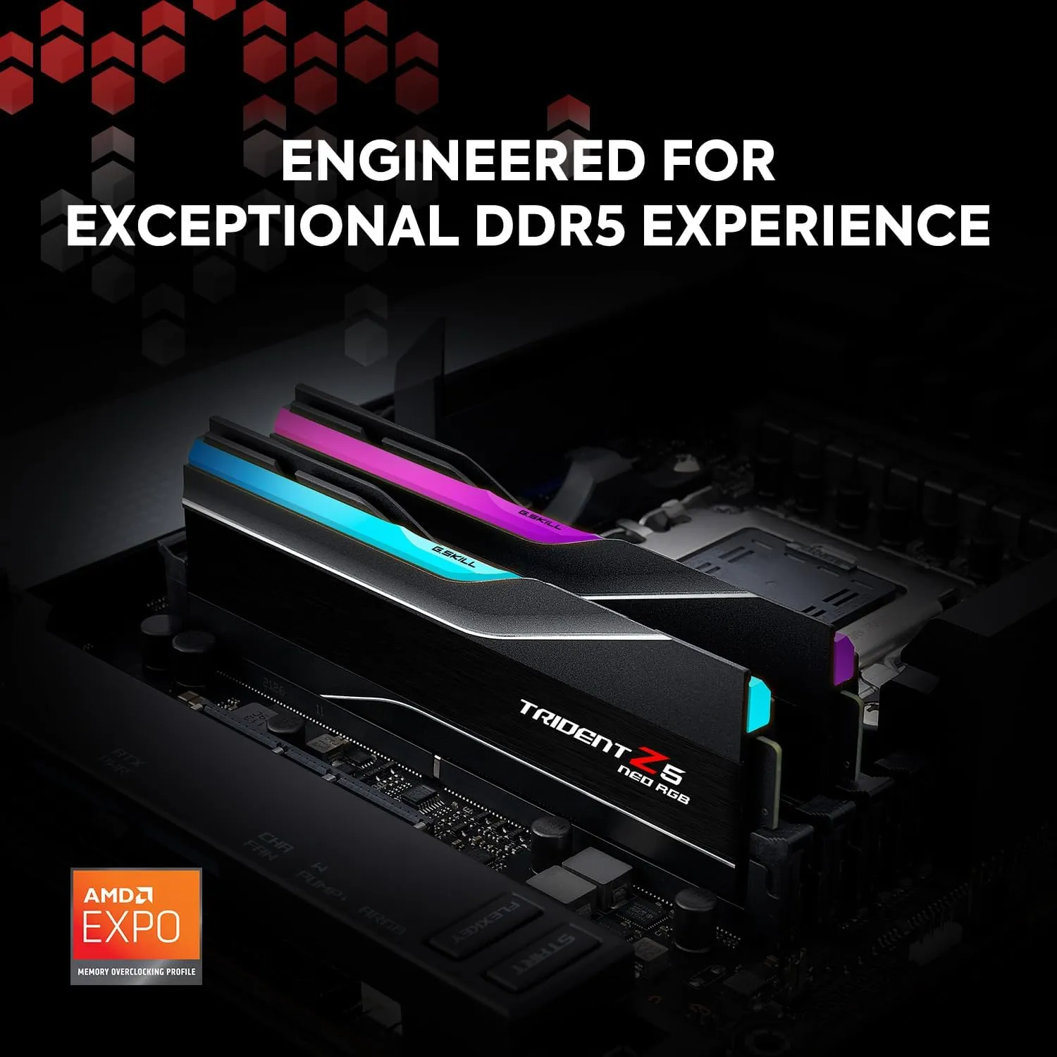 G.SKILL Trident Z5 Neo RGB Series (AMD Expo) DDR5 RAM 32GB (2X 16GB) 6000MT/s CL28-36-36-96 1.40V Desktop Computer Memory U-DIMM - Black (F5-6000J2836G16GX2-TZ5NR)