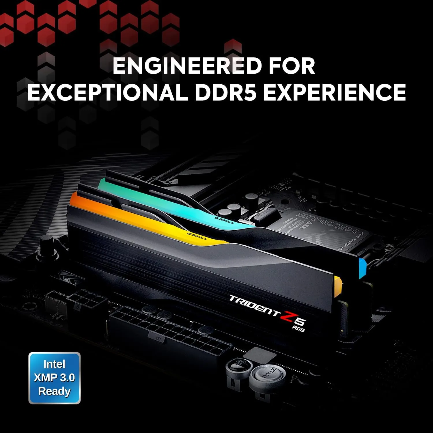 G.SKILL Trident Z5 RGB Series (Intel XMP 3.0) DDR5 RAM 32GB (2x16GB) 6400MT/s CL32-39-39-102 1.40V Desktop Computer Memory UDIMM - Matte Black (F5-6400J3239G16GA2-TZ5RK)