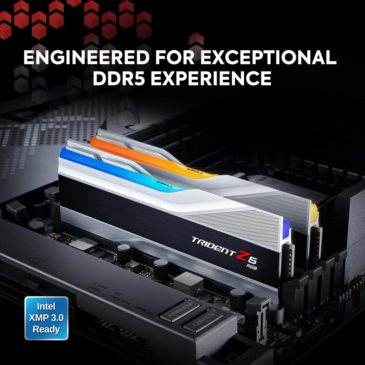 G.SKILL Trident Z5 RGB Series (Intel XMP 3.0) DDR5 RAM 32GB (2x16GB) 7200MT/s CL34-45-45-115 1.40V Desktop Computer Memory UDIMM - Metallic Silver (F5-7200J3445G16GX2-TZ5RS)