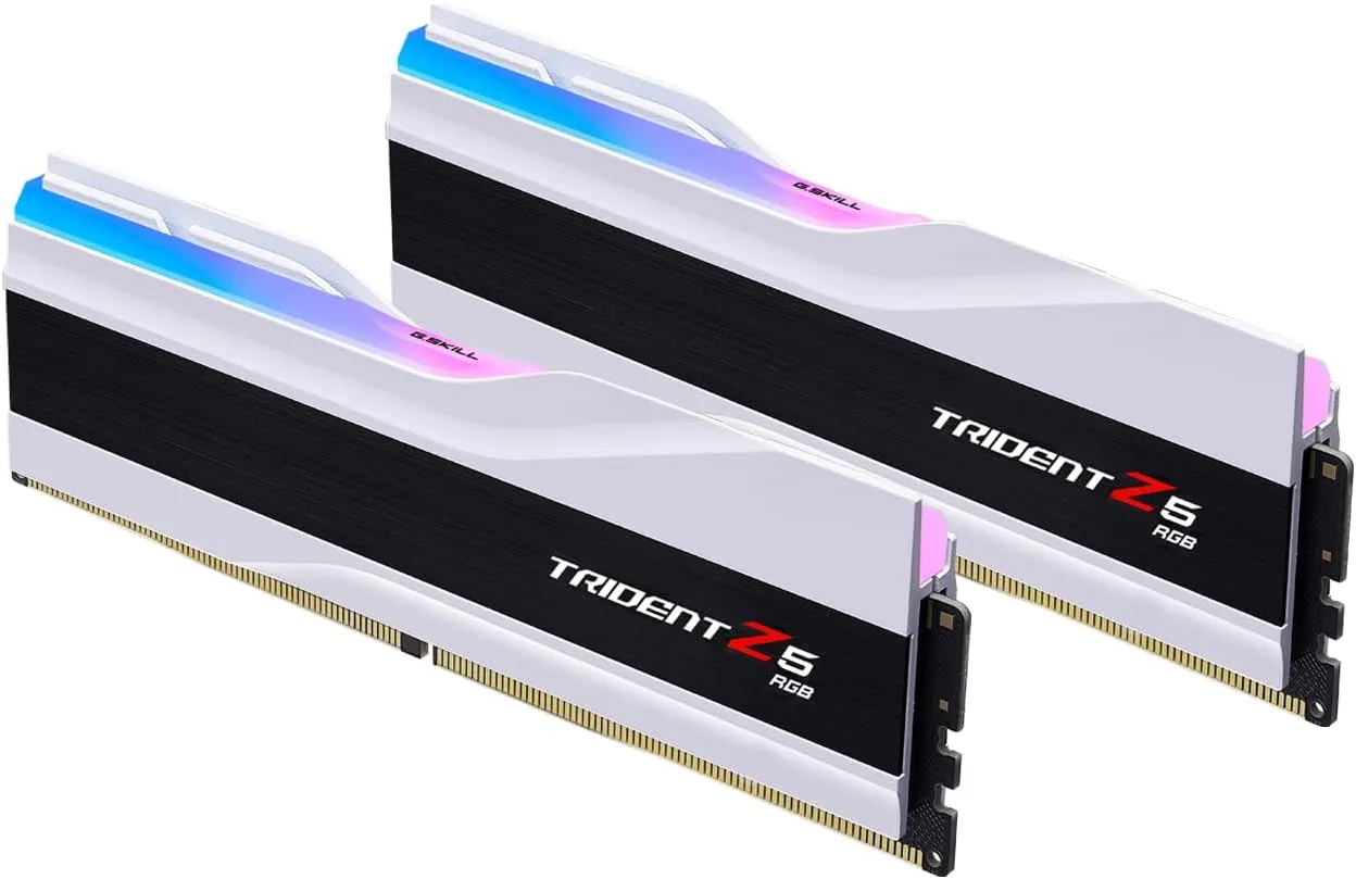 G.SKILL Trident Z5 RGB Series (Intel XMP 3.0) DDR5 RAM 48GB (2x24GB) 7200MT/s CL36-46-46-115 1.35V Desktop Computer Memory UDIMM - Matte White (F5-7200J3646F24GX2-TZ5RW)