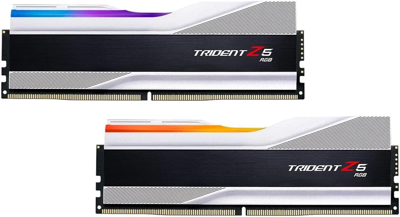 G.SKILL Trident Z5 RGB Series (Intel XMP 3.0) DDR5 RAM 48GB (2x24GB) 7200MT/s CL36-46-46-115 1.35V Desktop Computer Memory UDIMM - Metallic Silver (F5-7200J3646F24GX2-TZ5RS)