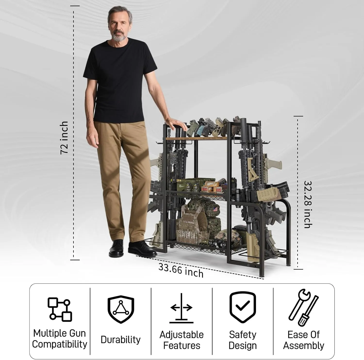 Gun Rack,Portable Rifle Rack Stand, Heavy Duty Steel Indoor Outdoor Gun Racks, Folding Gun Rack Stand for Shooting Hunting Range