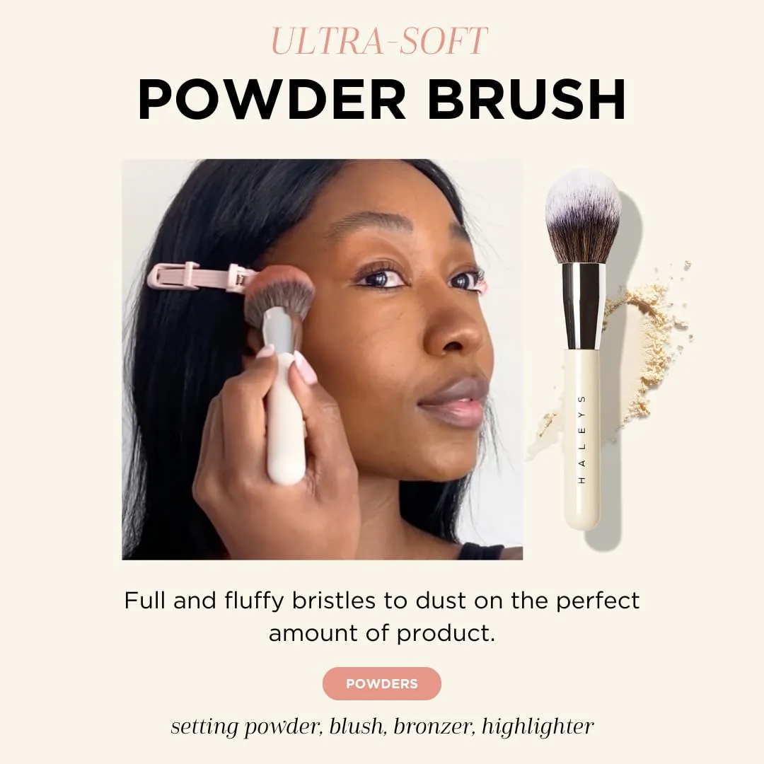 HALEYS Makeup Brush Set 5 pcs: Soft, Streak-free, Perfect Blending, Buff, Blurs and Smooth, Premium Luxury Vegan Bristles, For Liquid, Cream or Powder, Vegan, Cruelty-free, Sustainable Wood