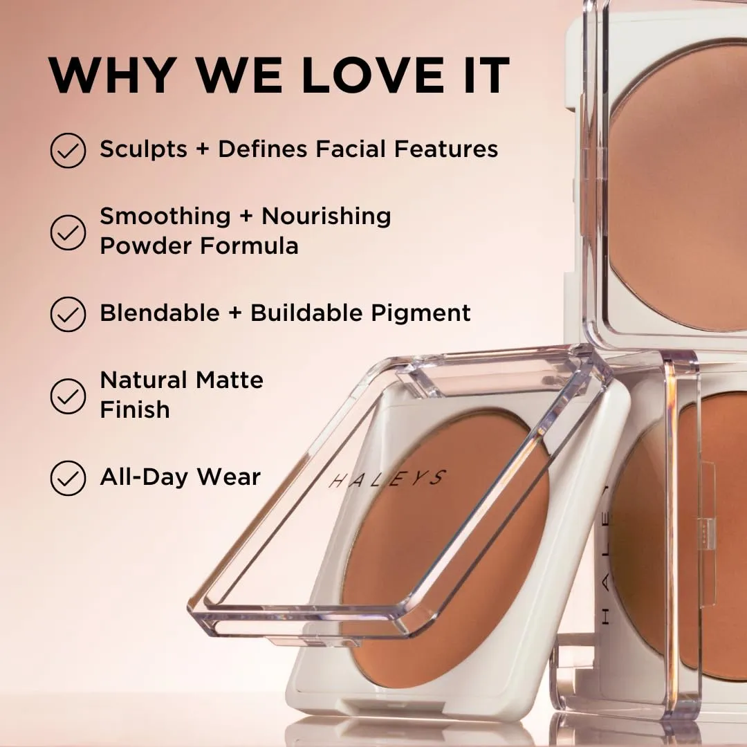 HALEYS Re-sculpt Smoothing Contour Powder (Light) Lightweight, Non-Caking, Nourishing & Skin-Softening, Infused with Shea Butter & Chamomile Flower Water to Soothe Skin