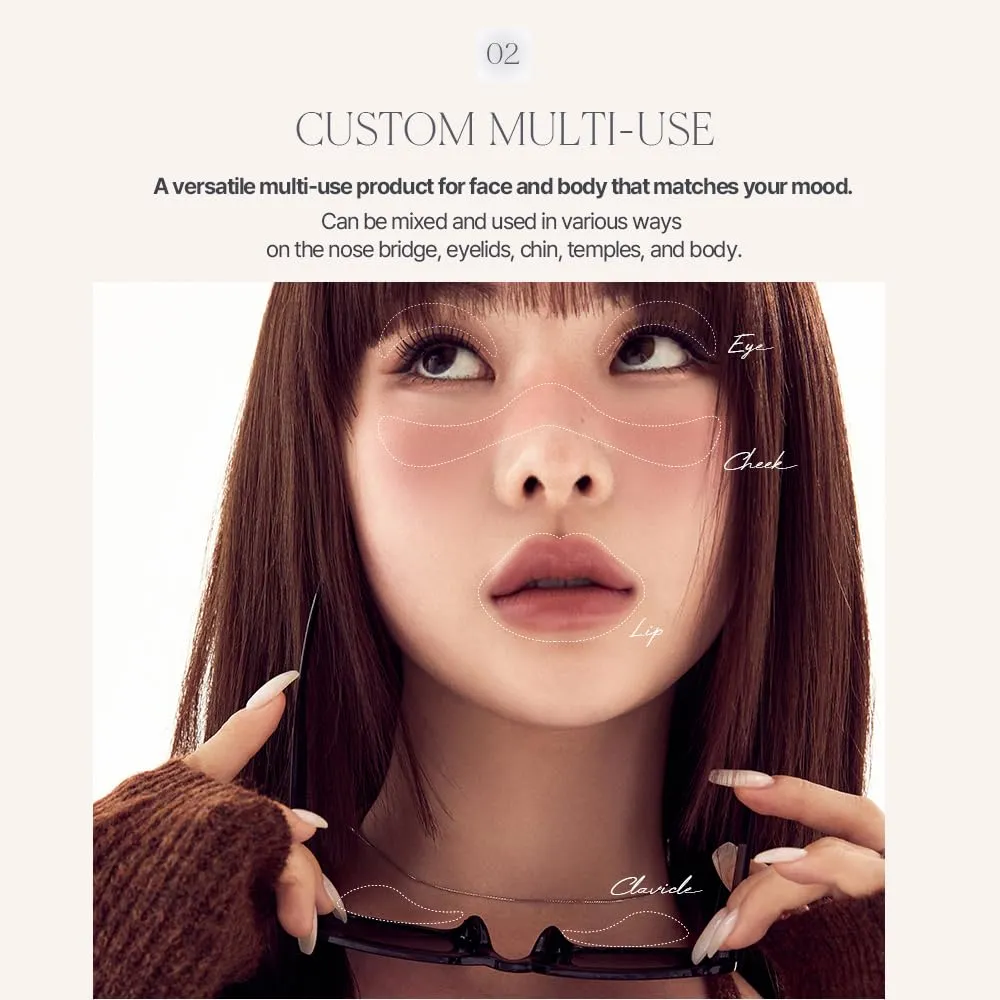 Heart Percent Dote On Mood Custom Lip & Cheek, Matte (Fog Pot)   Glow (Shine Balm) Dual Type Multi-use Blush & Lip Tint [#07. Geek & Plum]