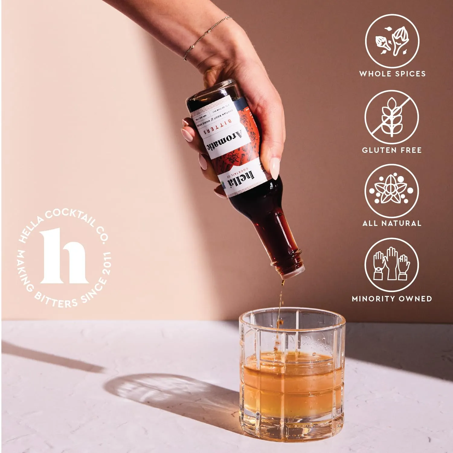 Hella Cocktail Co. Aromatic Bitters (5 Fl Oz) - Craft Cocktail Bitters for Classic Old Fashioned and Manhattan Cocktails