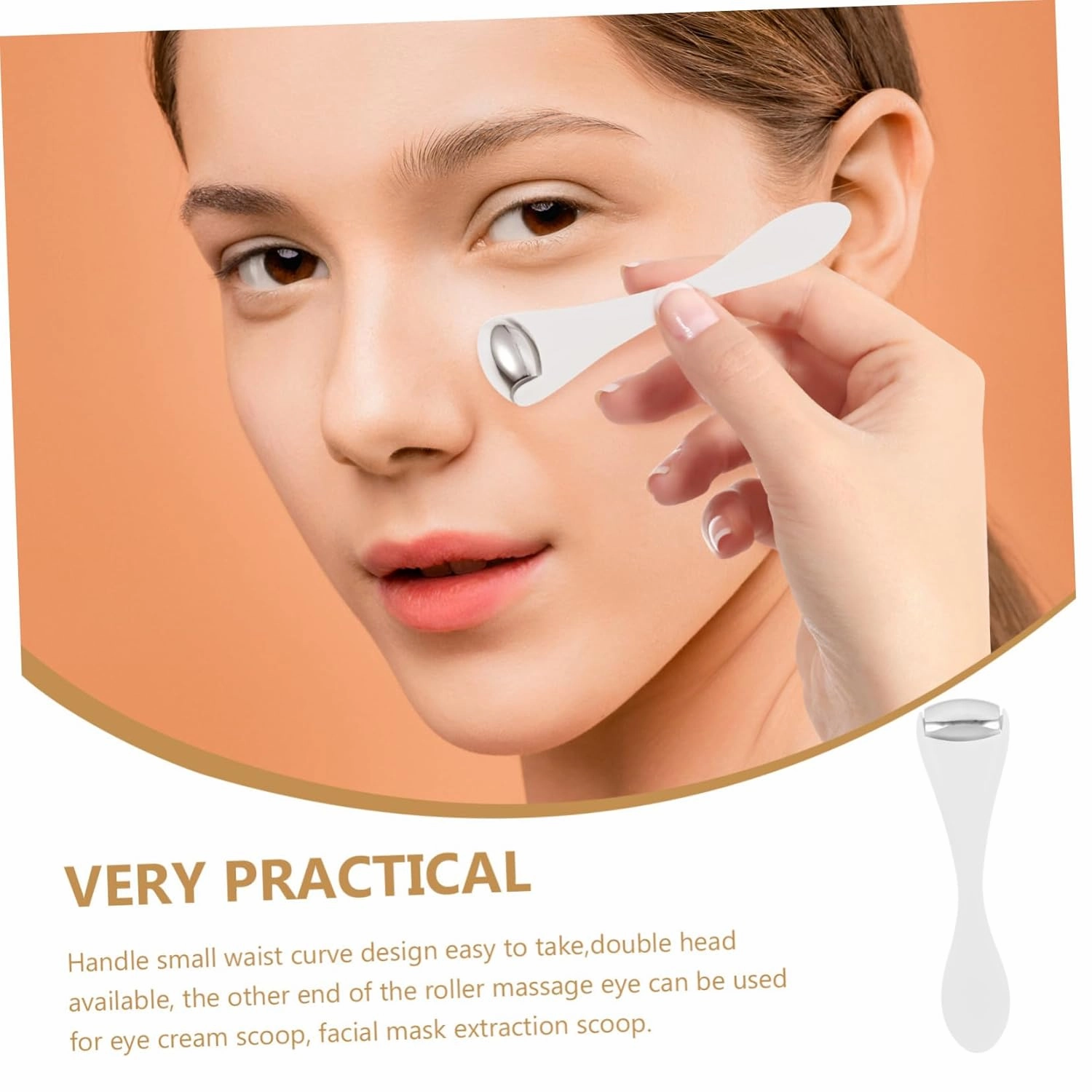 Hemoton 3pcs Mini Eye Massage Roller with Spoon Applicator for Eye Cream Portable Skincare Tool for Puffiness Relief for Travel and Daily Use