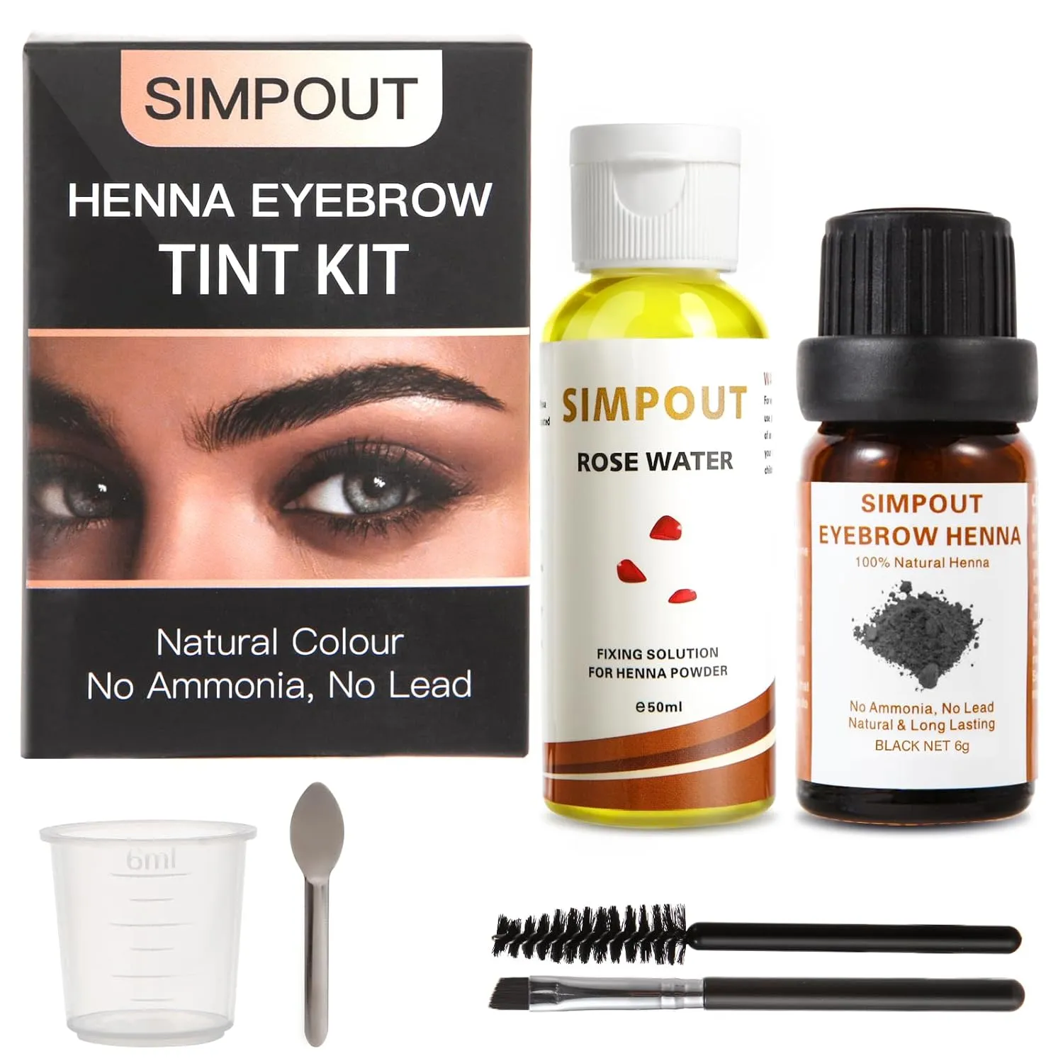Henna Hair Powder and Rose Water Kit, Natural Henna Hair Kit, DIY Henna Hair Kit at Home & Salon, Easy to Use (black 2.0)